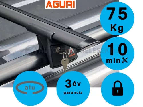 Aguri runner 135 cm C/D bare de plafon din aluminiu negre pe bare longitudinale și pe șine de plafon pentru mașini (51031)