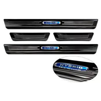   Avisa protecție de prag din oțel lustruit neagră blue "hibrid"(4 pcs) BMW X6 III G06 2019->