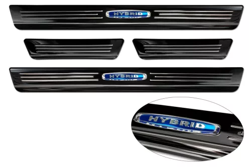 Avisa protecție de prag din oțel lustruit neagră blue "hibrid"(4 pcs) BMW X6 III G06 2019->
