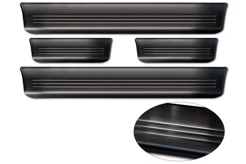 Avisa protecție de prag din oțel neagră ștanțat "Lines" (din 4 bucăți) TESLA MODEL S liftback 2012-2016, FL 2016->