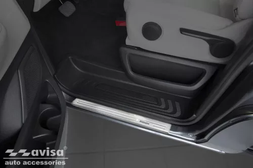 Avisa protecție de prag din oțel argintie satinată "Exclusive" nou versiune (din 2 bucăți) MERCEDES V Class W447/VITO III 2014->