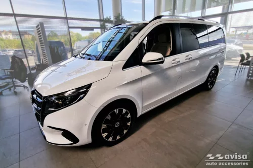 Avisa 3 mm striat protecție de prag din aluminiu neagră mată cu model (din 2 bucăți) MERCEDES V CLASS W447/VITO III 2014->