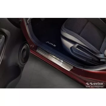   Avisa protecție de prag din oțel argintie satinată ștanțat "Lines" (din 4 bucăți) NISSAN JUKE II 2019->