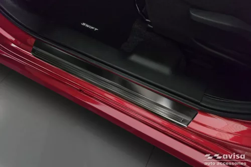 Avisa protecție de prag din oțel neagră ștanțat "Lines" (din 4 bucăți) SUZUKI SWIFT VII hatchback 5d 2024->