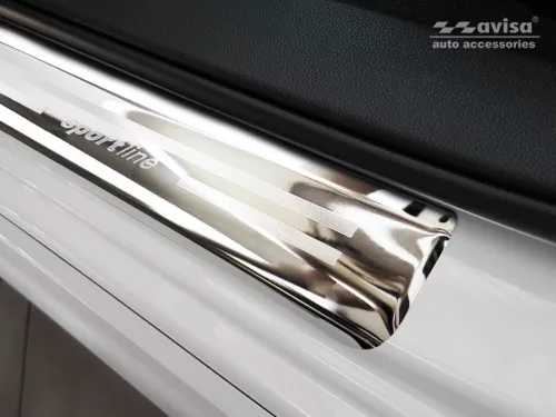 Avisa protecție de prag din oțel argintie satinată "Sportline" cu gravură SUBARU IMPREZA V (GT) 5D FL2017->