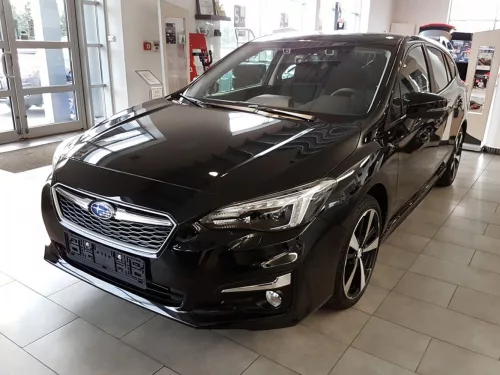 Avisa protecție de prag din oțel lustruit neagră "Sportline" cu gravură SUBARU IMPREZA V (GT) 5D FL2017->