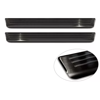   Avisa protecție de prag din oțel neagră ștanțat "Lines" (din 2 bucăți) VOLKSWAGEN CADDY V (SB) 2020->, VOLKSWAGEN CADDY CARGO V (SB) furgonetă 2020->