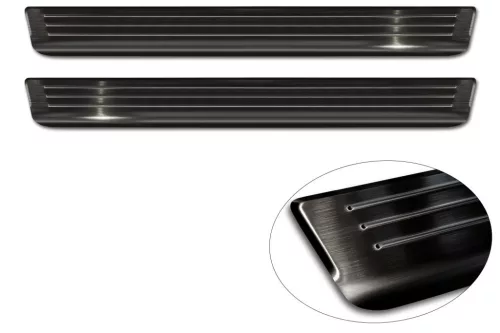 Avisa protecție de prag din oțel neagră ștanțat "Lines" (din 2 bucăți) VOLKSWAGEN CADDY V (SB) 2020->, VOLKSWAGEN CADDY CARGO V (SB) furgonetă 2020->