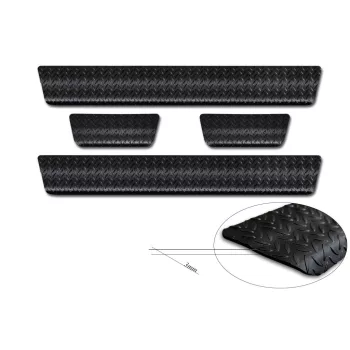   Avisa protecție prag din aluminiu bordat negru de 3 mm mintat (4 mai multe bucăți) TOYOTA AYGO X 2022->/TOYOTA AYGO X hybrid 2026->