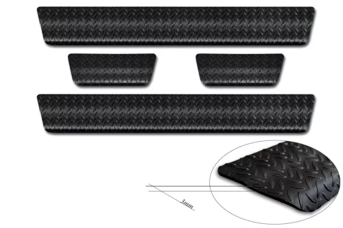 Avisa protecție prag din aluminiu bordat negru de 3 mm mintat (4 mai multe bucăți) TOYOTA AYGO X 2022->/TOYOTA AYGO X hybrid 2026->