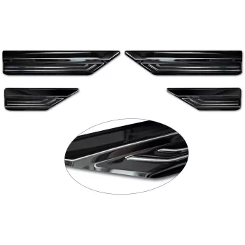   Avisa protecție de prag din oțel lustruit neagră ștanțat "Lines" (din 4 bucăți) LEXUS NX II (AZ20) 2021->