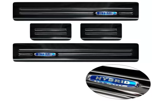 Avisa protecție de prag din oțel lustruit neagră albastru "Hibrid" (din 4 bucăți) FORD MONDEO MK5 Turnier/Limousine 2014-2019, FL2019->
