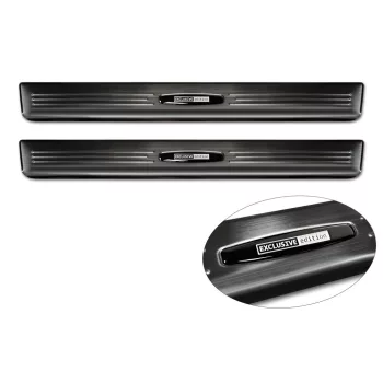   Avisa protecție de prag din oțel neagră "exclusive edition" 3d emblem (2 pcs - front) FORD TOURNEO CONNECT III 2022->
