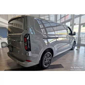   Avisa negru mat 3 mm bordat aluminiu protecție prag cu model (2 mai multe bucăți) TRANSIT CUSTOM II/TOURNEO CUSTOM ii 2023->/E-TRANSIT CUSTOM II stb.