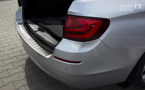 Avisa protecție bară spate din oțel argintiu satin Bmw 5 F11 touring 2010-2013, FL 2013-2017