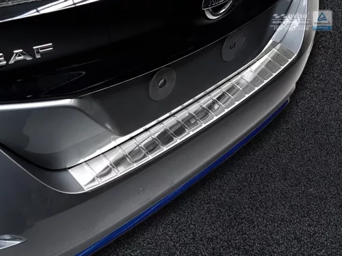 Avisa protecție bară spate din oțel argintiu satin NISSAN LEAF II (2E1) 2017-2021, FL2021->(2E1)