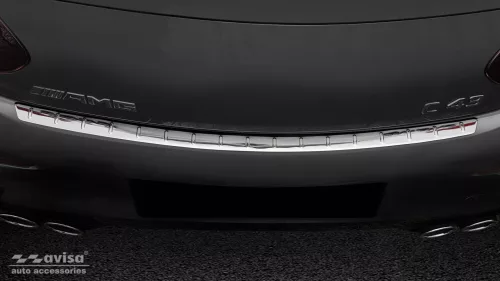 Avisa protecție bară spate din oțel argintiu satin MERCEDES C Class C205 Coupe AMG 2015-2019, FL2019-2021