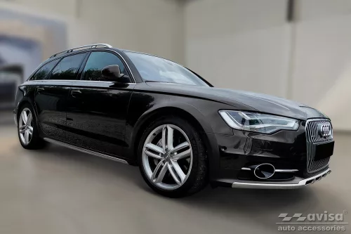Avisa protecție bară spate din oțel argintiu satinat Audi A6 C7 Allroad 2012-2014, FL2014-2018