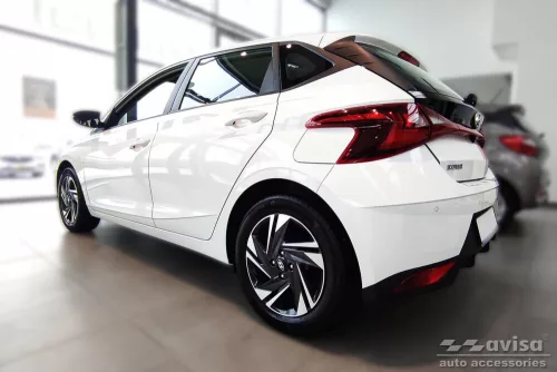 Avisa protecție bară spate din oțel satin argintiu (2 mai multe bucăți) HYUNDAI i20 III Hatchback 5D 2020-2023 Fl.2023