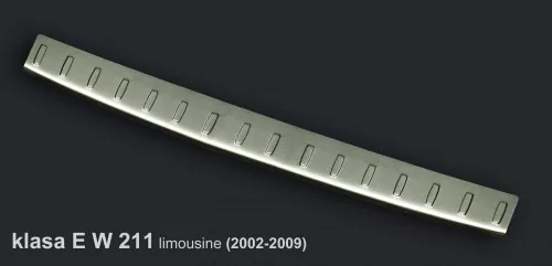 Avisa protecție bară spate MERCEDES E Class W211 Limousine 2002-2009 din oțel argintiu satin