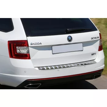   Avisa protecție bară spate din oțel argintiu satinat, bordată, șlefuită SKODA Octavia III combi RS version 2013-2016, FL 2016-2019