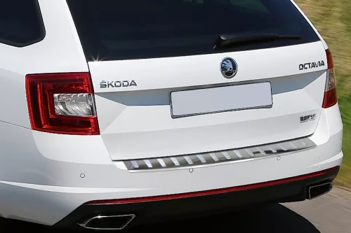 Avisa protecție bară spate din oțel argintiu satinat, bordată, șlefuită SKODA Octavia III combi RS version 2013-2016, FL 2016-2019