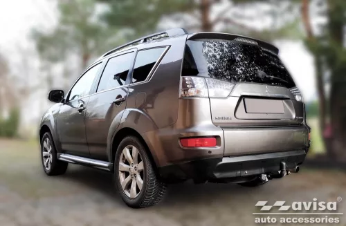 Avisa protecție bară spate din oțel argintiu satin PEUGEOT 4007 2007-2012, CITROEN C-CROSSER 2007-2012, MITSUBISHI OUTLANDER II 2006-2012