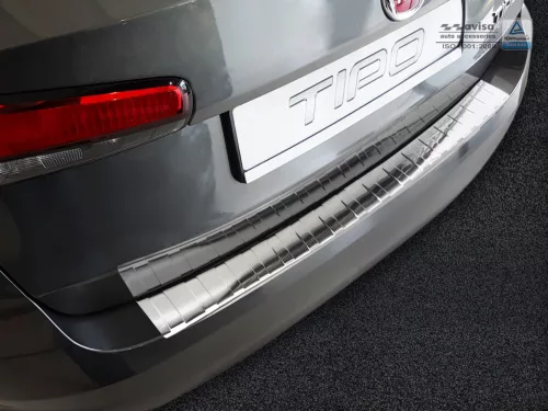 Avisa protecție bară spate din oțel argintiu satin FIAT TIPO SW 2016-2020, FL2020->, FIAT TIPO SW CROSS 2022->, TIPO SW CROSS HYBRID 2022->