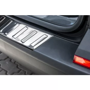   Avisa protecție bară spate din oțel satin argintiu VOLKSWAGEN TRANSPORTER T6/T6.1, Caravelle T6/T6.1 2015-2019, FL2019-2024