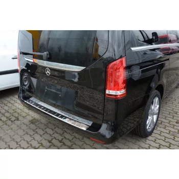   Avisa protecție bară spate din oțel argintiu oglindă MERCEDES V Class W447/VITO III/Marco Polo 2014-2019, FL2019-2024, FL 2024->