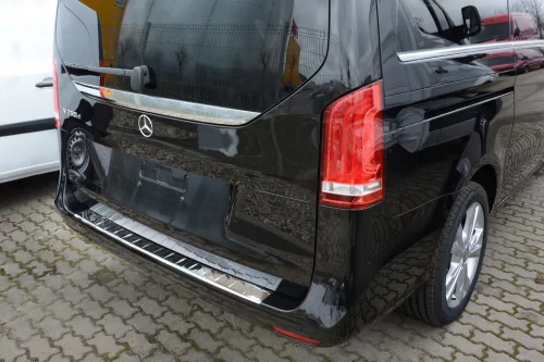 Avisa protecție bară spate din oțel argintiu oglindă MERCEDES V Class W447/VITO III/Marco Polo 2014-2019, FL2019-2024, FL 2024->