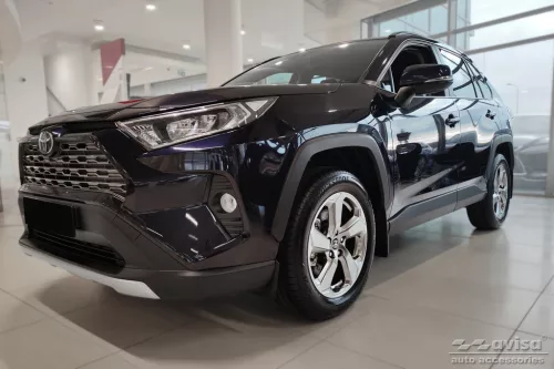 Avisa negre matt 3 mm bordázott aluminiu Protecție bară spate TOYOTA RAV4 V generation/Hybrid 2018->