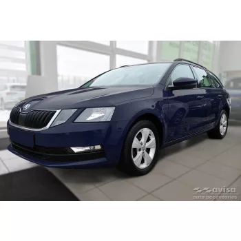   Avisa protecție bară spate din aluminiu bordat 3 mm negru mat SKODA Octavia III combi FL2016-2019
