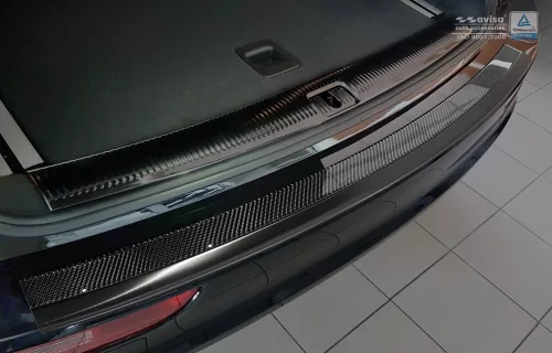 Avisa protecție bară spate din oțel oglindă, din oțel carbon negru și carbon MERCEDES V Class W447/VITO III/Marco Polo 2014-2019, FL2019-2024, FL 2024->