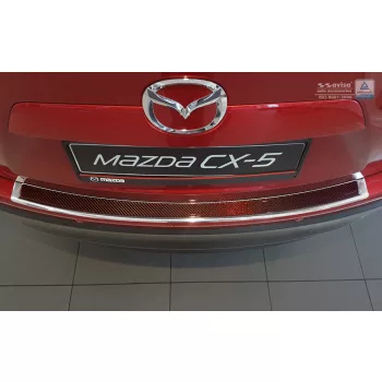   Avisa protecție bară spate din oțel oglindă, din carbon roșu-negru și din oțel și carbon Mazda CX-5 I 2012-2014, FL2014-2017