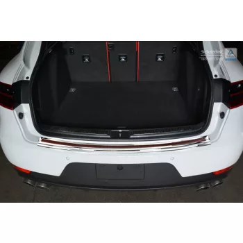   Avisa protecție bară spate din oțel oglindă, din carbon roșu-negru și oțel PORSCHE MACAN 2013-2019, FL2019->2021, FL 2021->