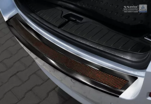 Avisa protecție bară spate din oțel negru, din oțel și carbon piros-negru Bmw 5 F11 touring 2010-2013, FL 2013-2017