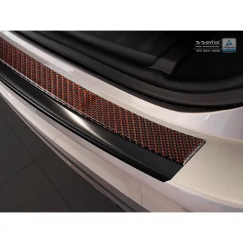   Avisa protecție bară spate din oțel negru, din oțel carbon roșu-negru și din carbon JAGUAR F-PACE 2016-2020, FL2020->