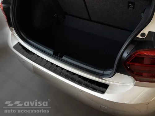 Avisa protecție bară spate din oțel negru VOLKSWAGEN Polo VI Hatchback 5D 2017-2021, FL2021->