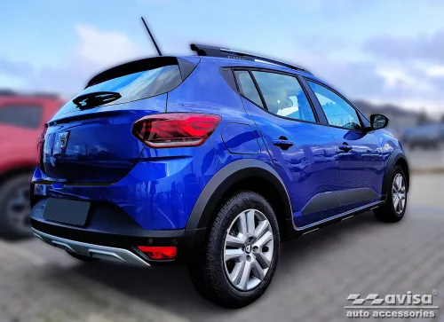Avisa protecție bară spate din oțel negru SANDERO III Hatchback 5D 2020, SANDERO III Stepway Hatchback 5D 2020, SANDERO Stepway comfort TCe90 2022