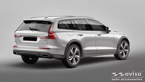Avisa protecție bară spate din oțel negru Volvo V60 II combi 2018->, Volvo V60 II CROSS COUNTRY 2018->, Volvo V60 II Plug-In Hybrid 2019->/R-model 2019->