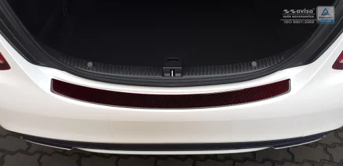 Avisa protecție bară spate MERCEDES C Class W205 limousine 2014->3D carbon cu model roșu/negru