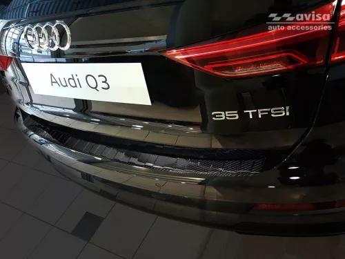 Avisa protecție bară spate Audi Q3 II crossover 2018->carbon mintat negru