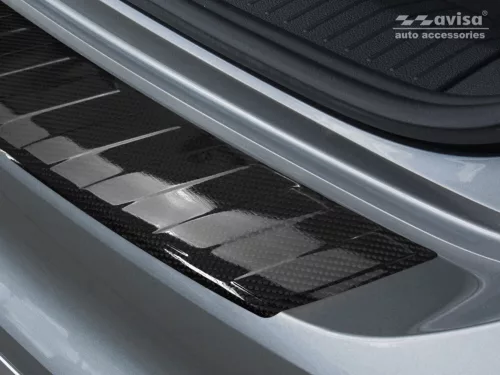 Avisa protecție bară spate VOLKSWAGEN TIGUAN II ALLSPACE 2017-2020, FL2020->carbon negru cu model