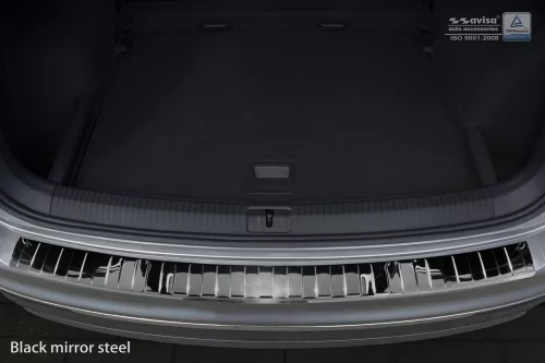 Avisa protecție bară spate din oțel negru oglindă TIGUAN II 2015-2020, FL2020->/eHybrid 2020-2024, TIGUAN II R-Line 2015-2020, 2021-2024 etc.