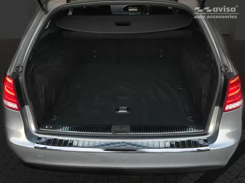 Avisa protecție bară spate din oțel negru oglindă MERCEDES E Class W212 T-Model 2013-2015, FL2015-2016