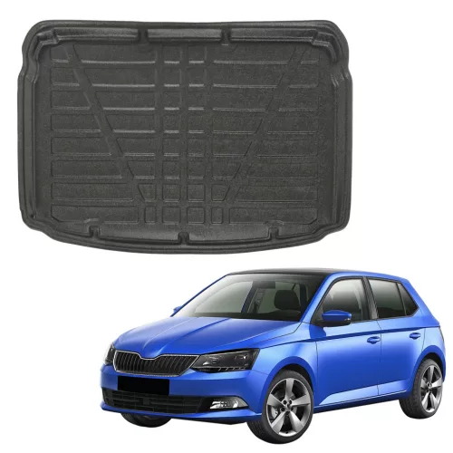 EgriAuto tavă de portbagaj neagră antiderapantă Skoda Fabia 3 Htb 2014-2020