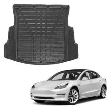   EgriAuto tavă de portbagaj neagră antiderapantă Tesla Model 3 2017- (Spate csomagtér)