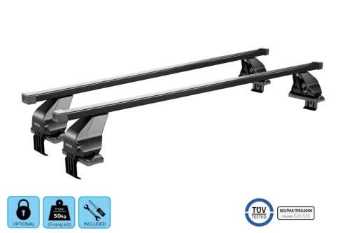 Menabo Omega Black XL negre oțel Suport de acoperiș nu poate fi încuiat KIT04G